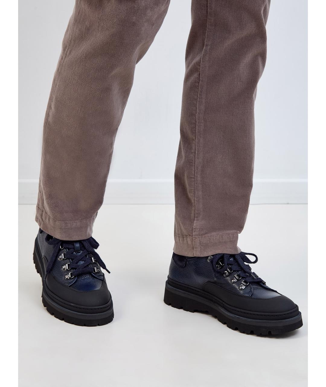 BARRETT Темно-синие кожаные низкие ботинки, фото 2