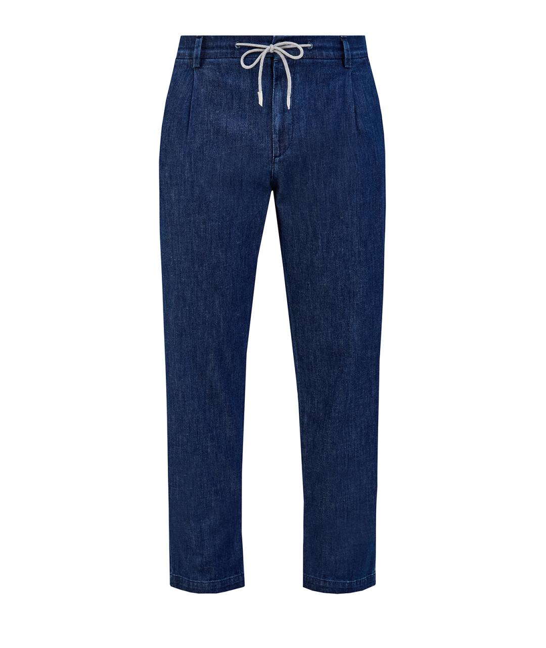 ELEVENTY Синие хлопковые прямые джинсы, фото 1