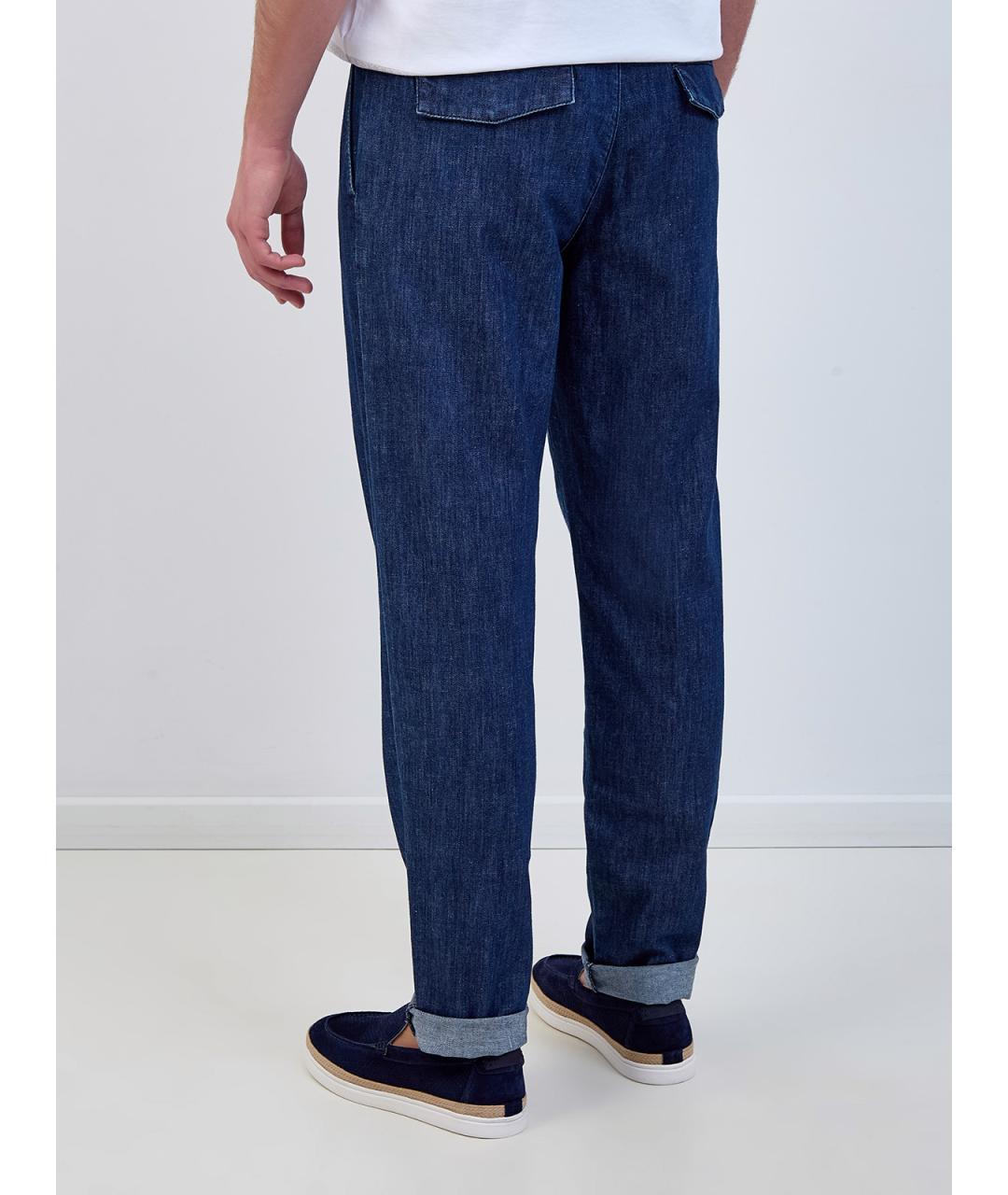 ELEVENTY Синие хлопковые прямые джинсы, фото 4