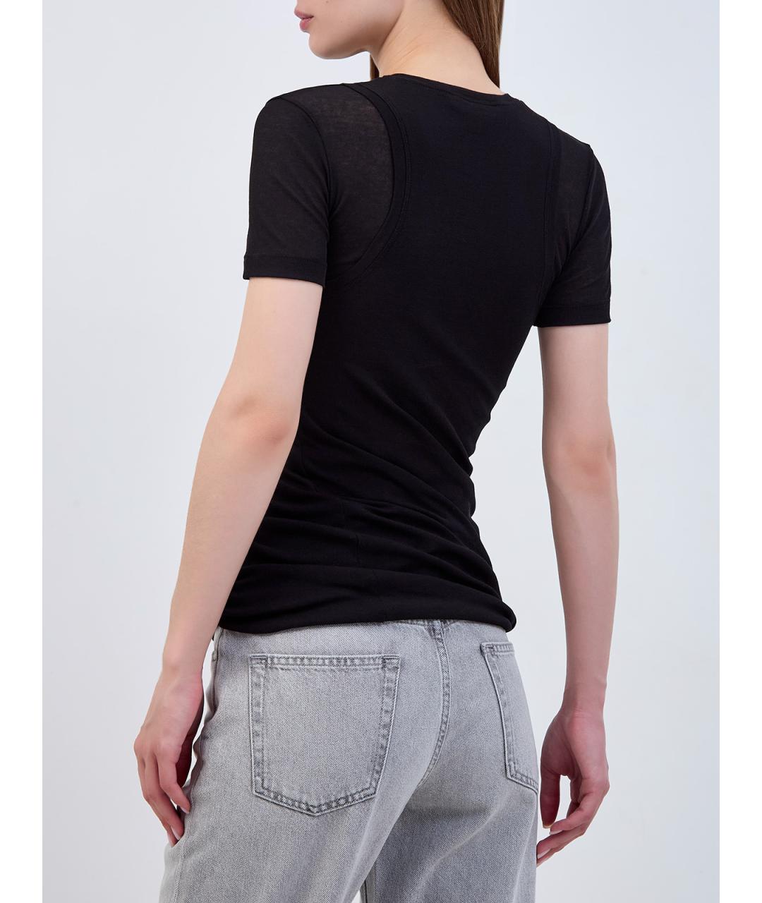 JIL SANDER Черная хлопковая футболка, фото 4