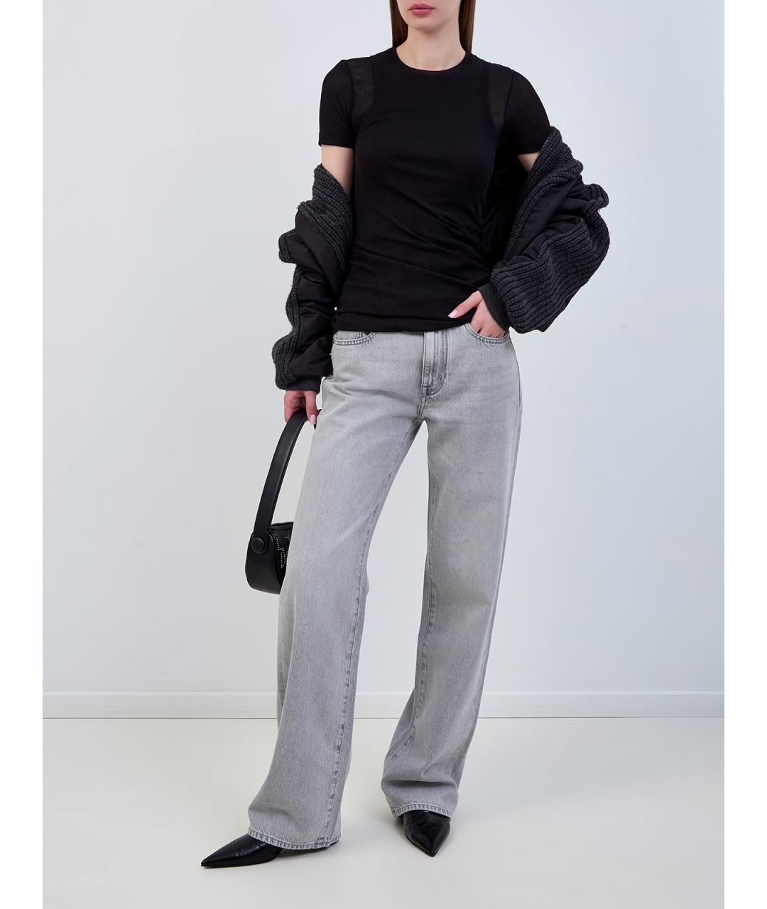 JIL SANDER Черная хлопковая футболка, фото 2