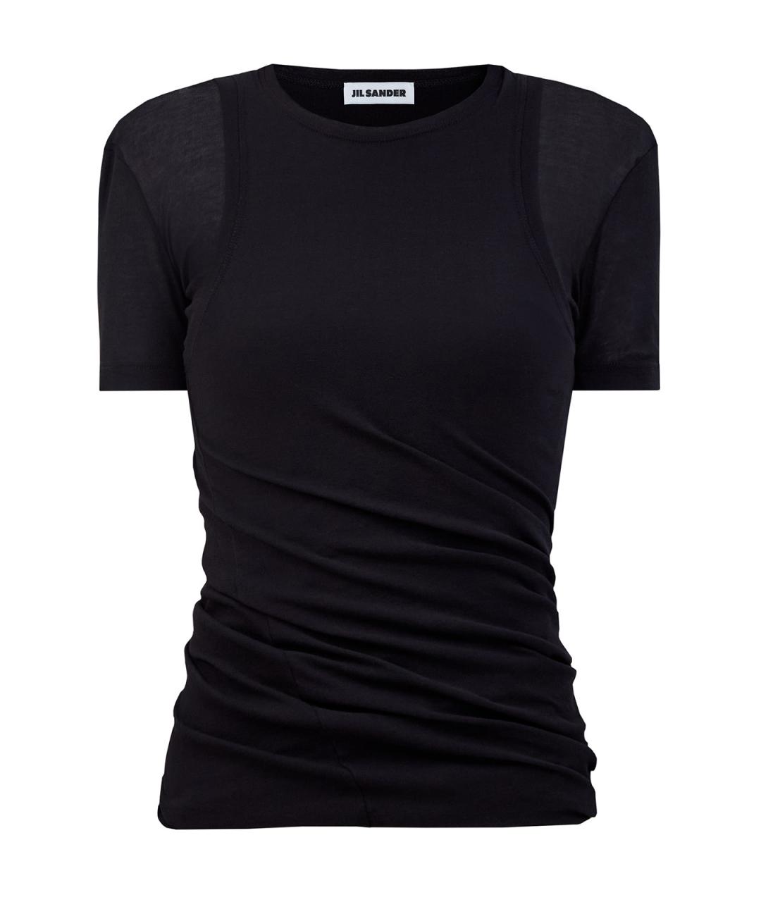 JIL SANDER Черная хлопковая футболка, фото 1