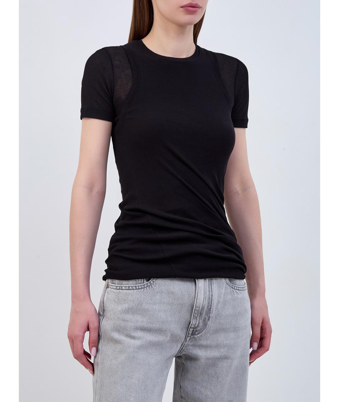 JIL SANDER Черная хлопковая футболка, фото 3