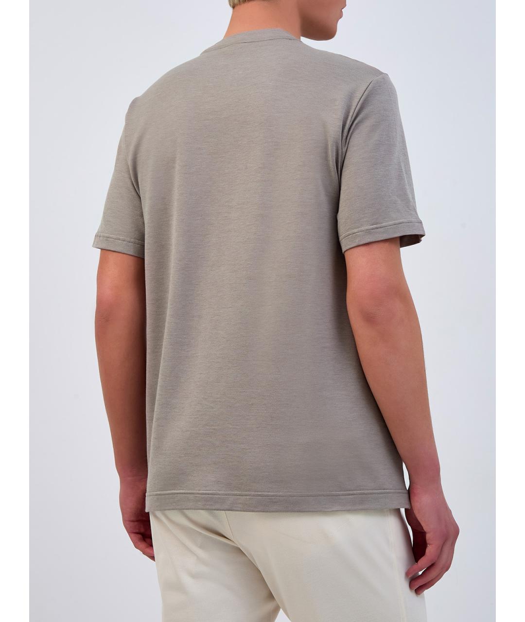 CAPOBIANCO Бежевая хлопковая футболка, фото 4