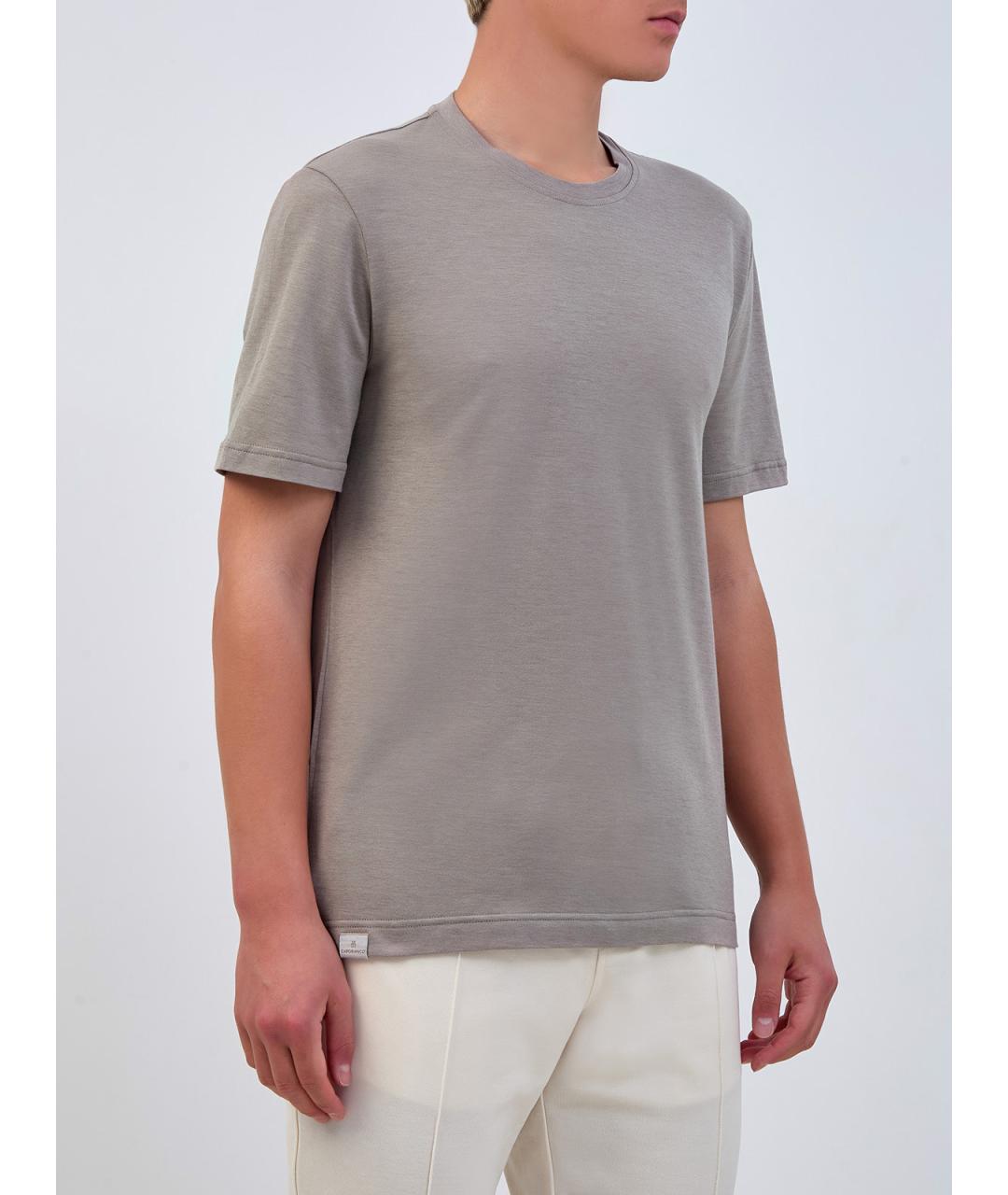 CAPOBIANCO Бежевая хлопковая футболка, фото 3