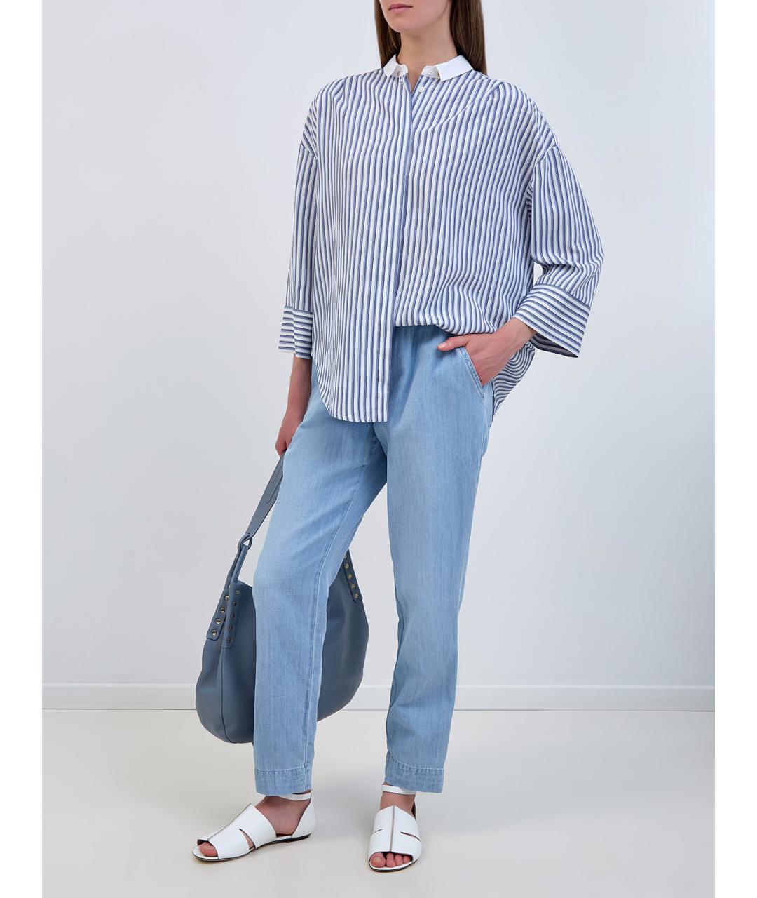 LORENA ANTONIAZZI Голубая вискозная блузы, фото 2