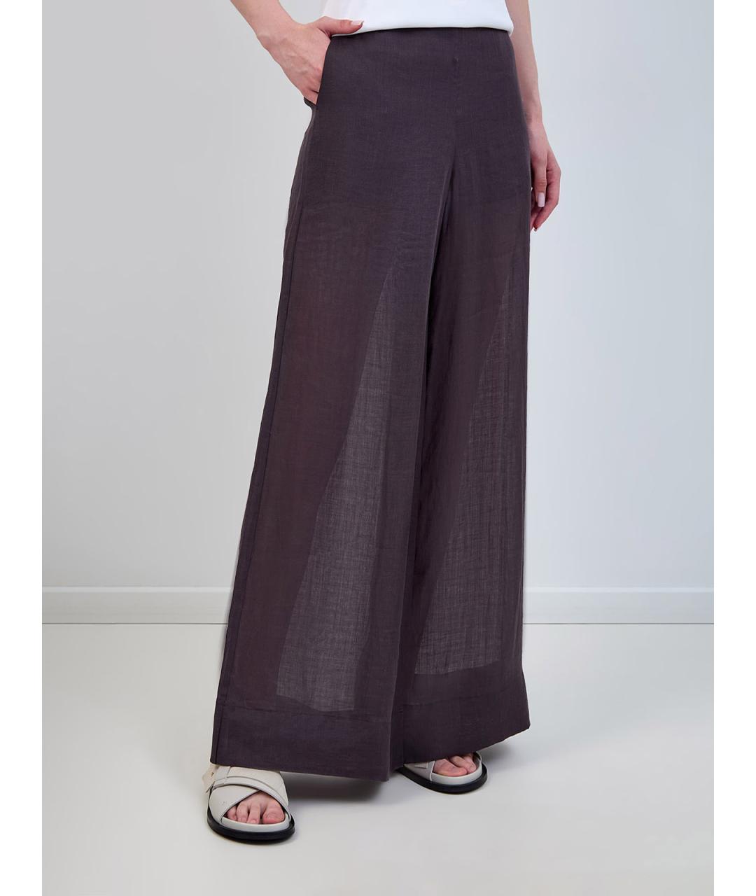 LORENA ANTONIAZZI Фиолетовые льняные прямые брюки, фото 3