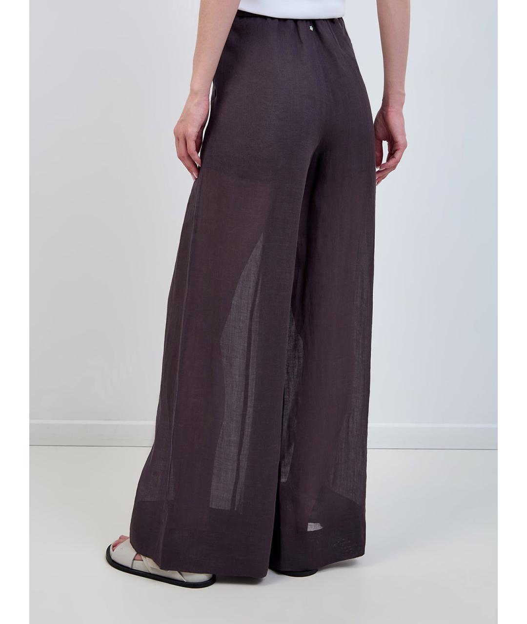 LORENA ANTONIAZZI Фиолетовые льняные прямые брюки, фото 4