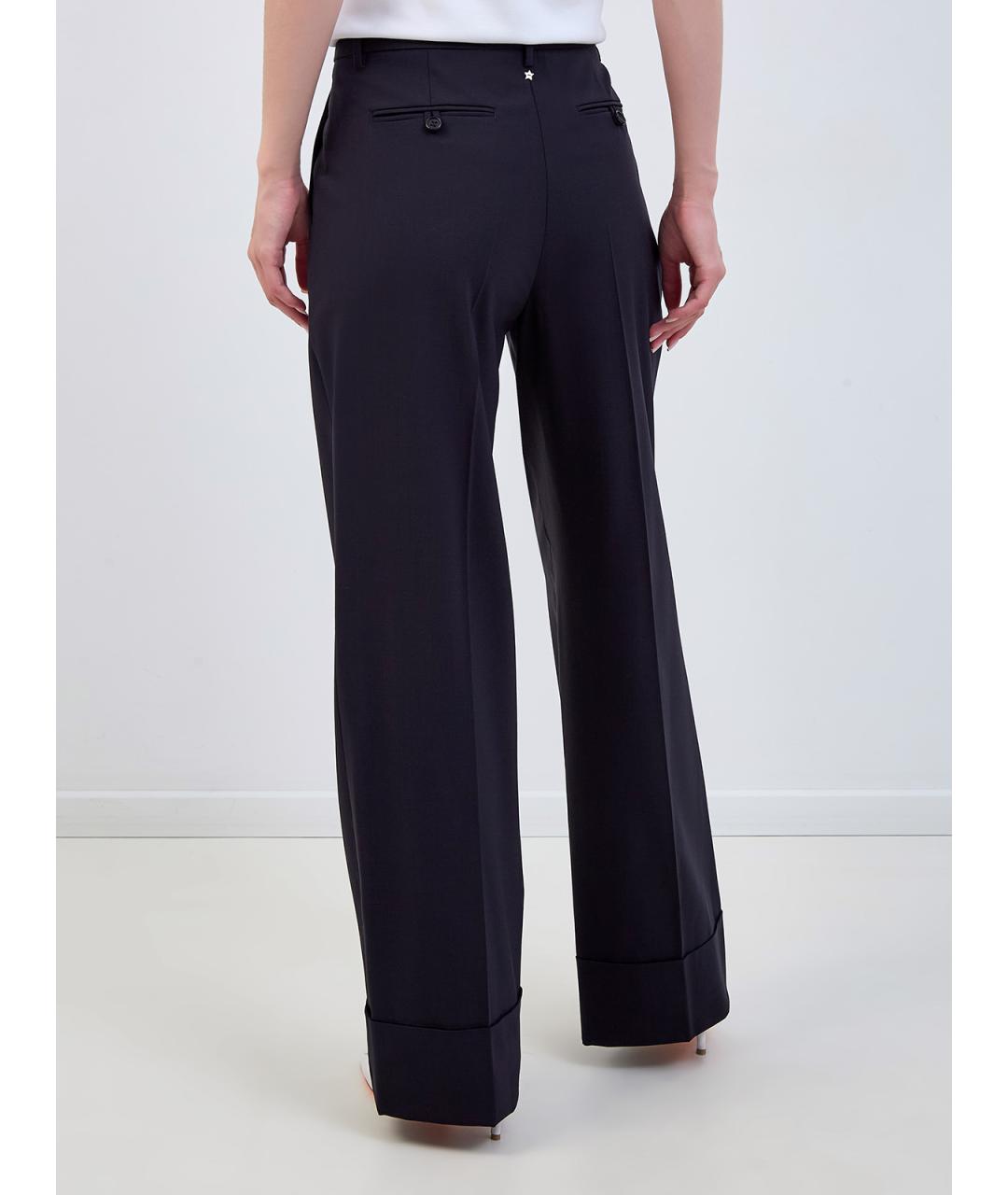 LORENA ANTONIAZZI Темно-синие шерстяные прямые брюки, фото 4