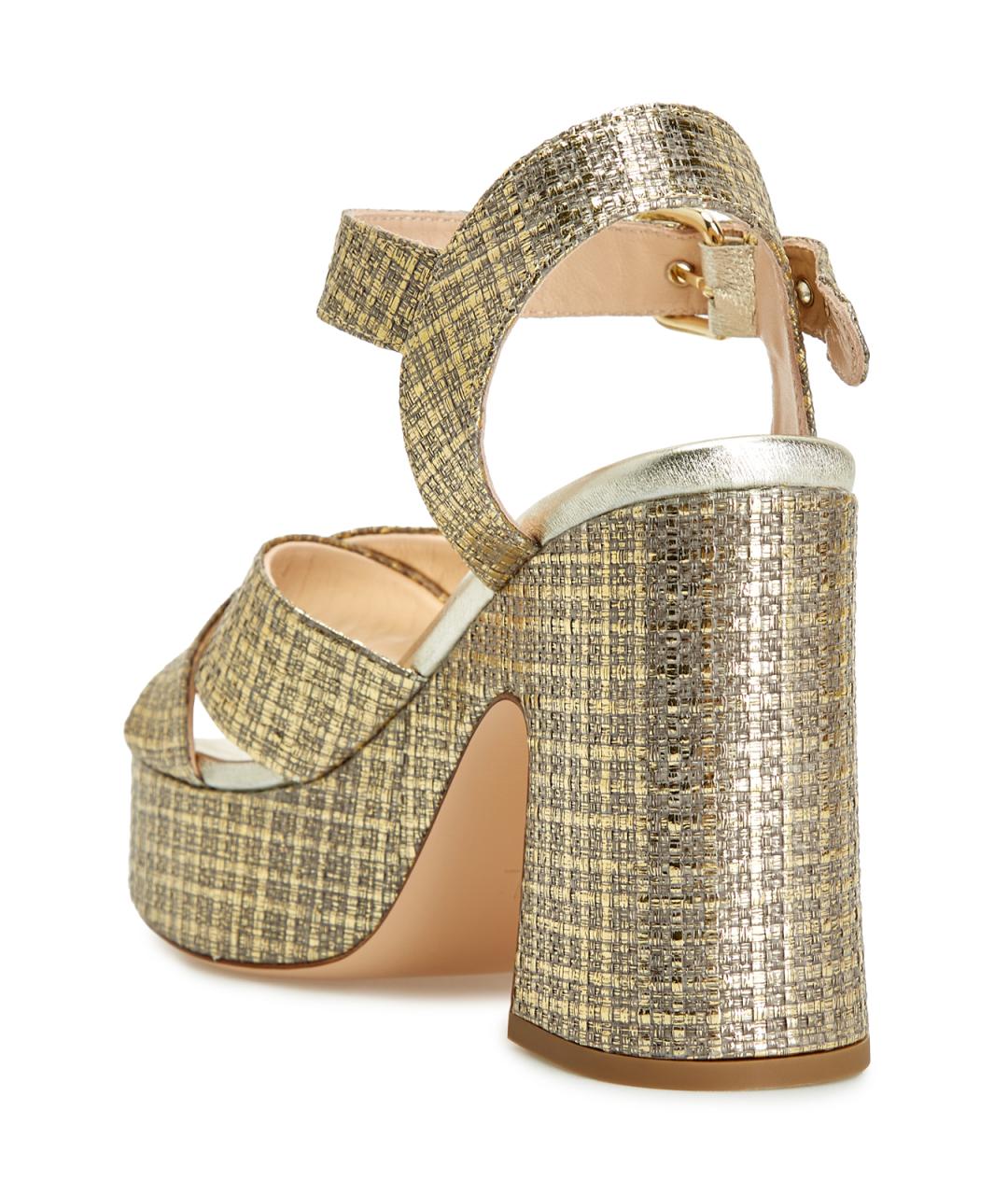 AGL Золотые текстильные босоножки, фото 4