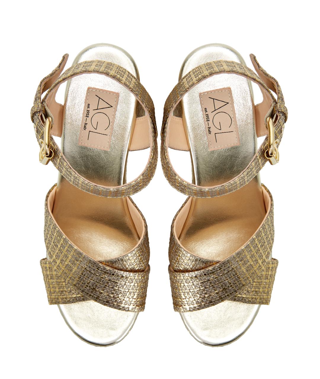 AGL Золотые текстильные босоножки, фото 6