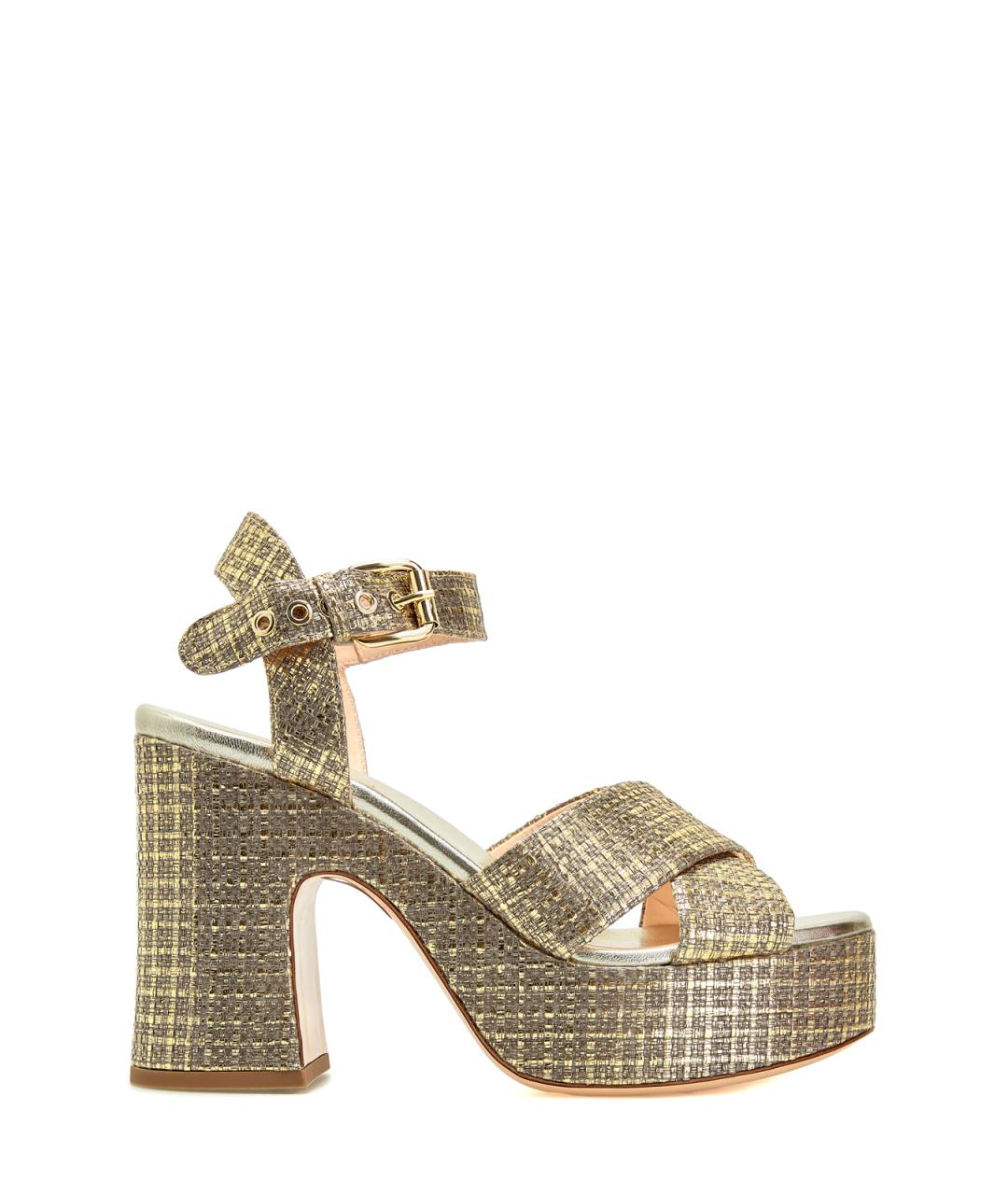 AGL Золотые текстильные босоножки, фото 1
