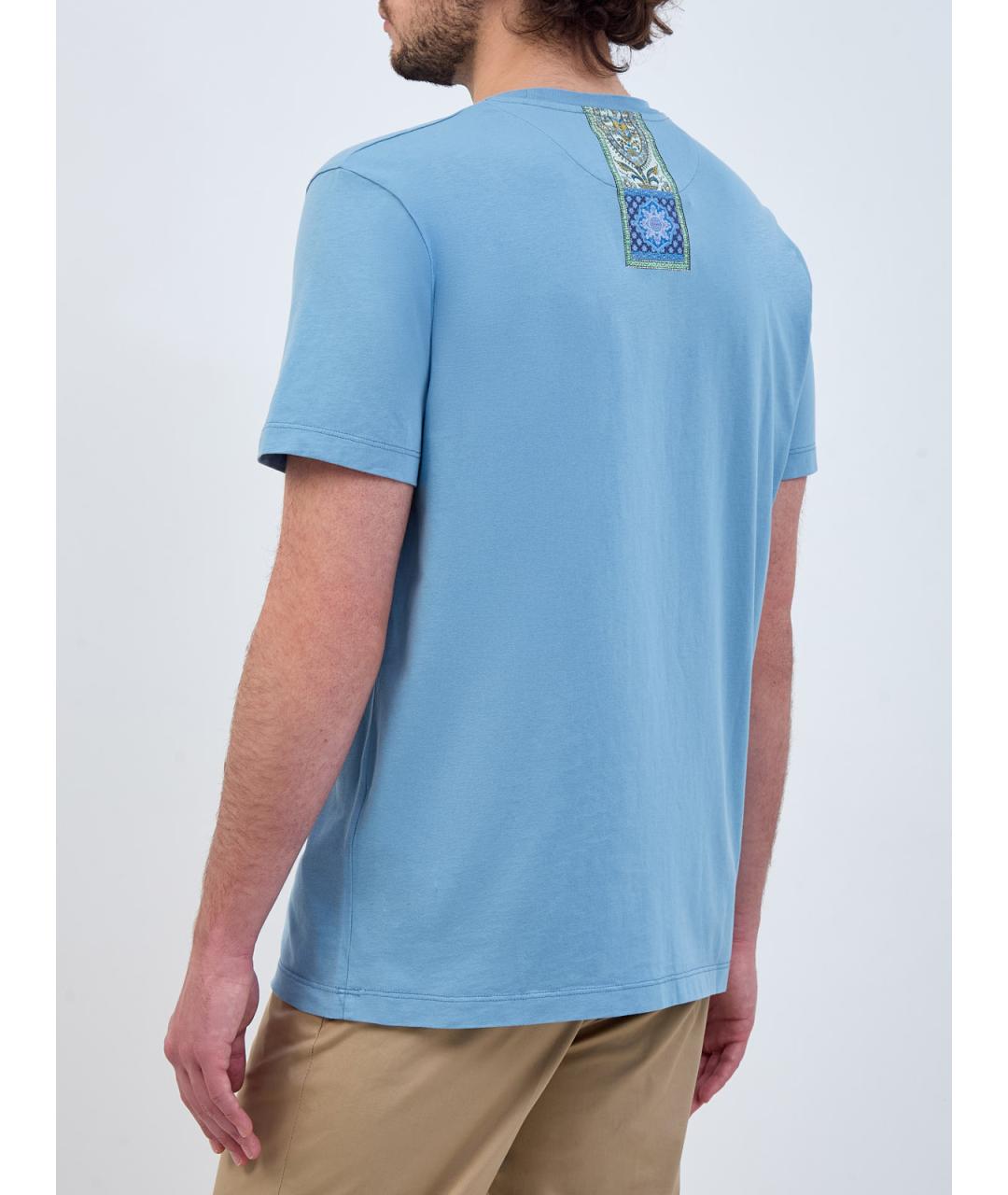 ETRO Голубая хлопковая футболка, фото 4