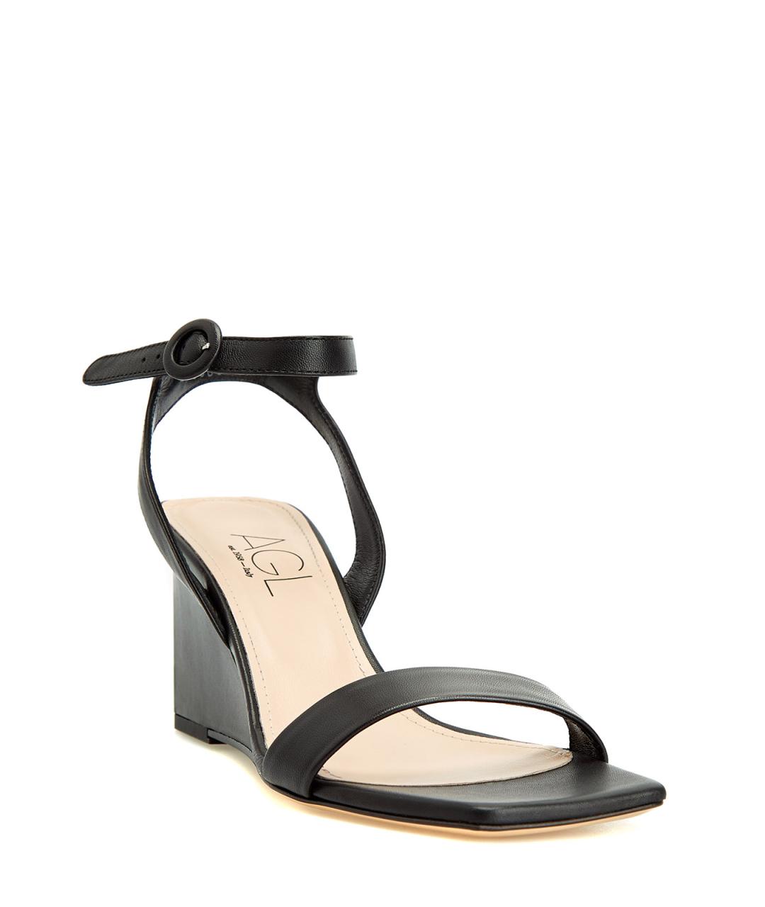 AGL Черные кожаные босоножки, фото 3