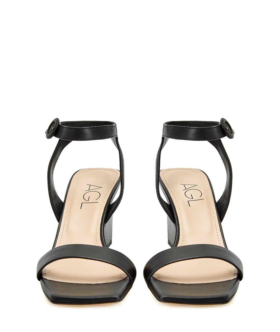 AGL Черные кожаные босоножки, фото 5