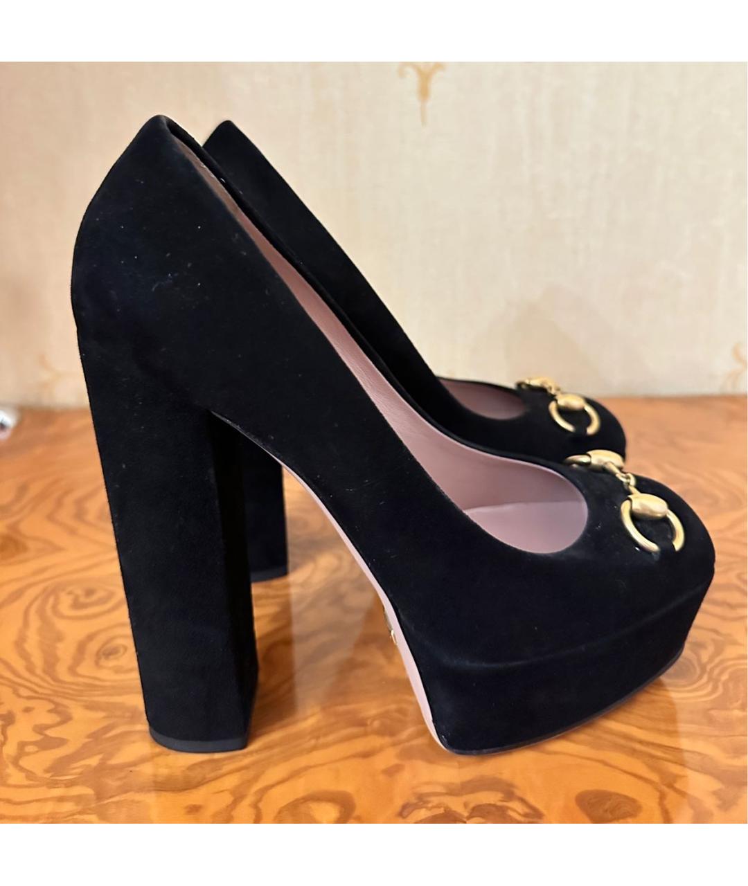 GUCCI Черные замшевые туфли, фото 7