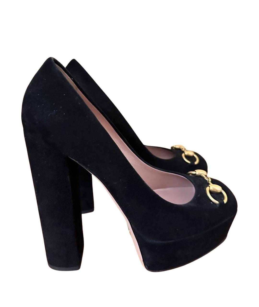 GUCCI Черные замшевые туфли, фото 1