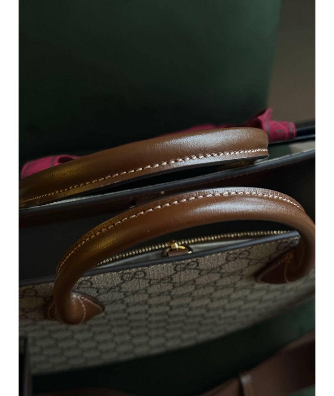 GUCCI Коричневая кожаная сумка тоут, фото 4