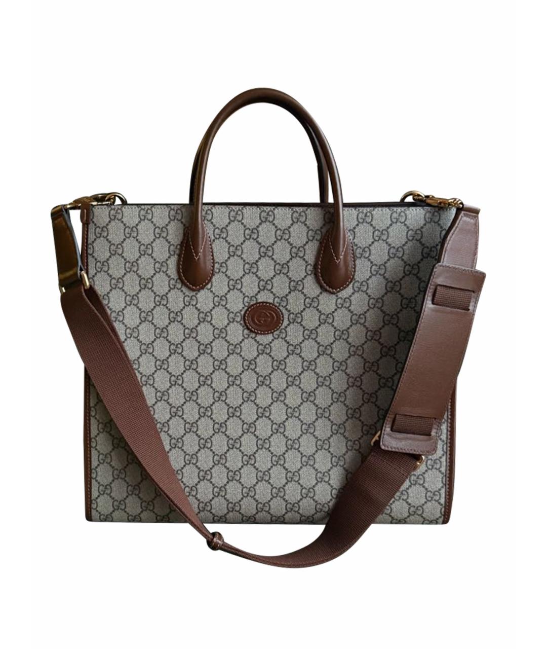 GUCCI Коричневая кожаная сумка тоут, фото 1