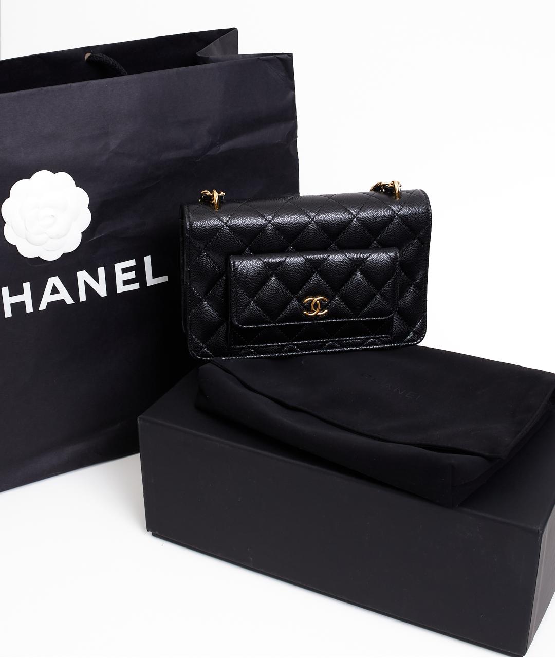 CHANEL Черная кожаная сумка через плечо, фото 6