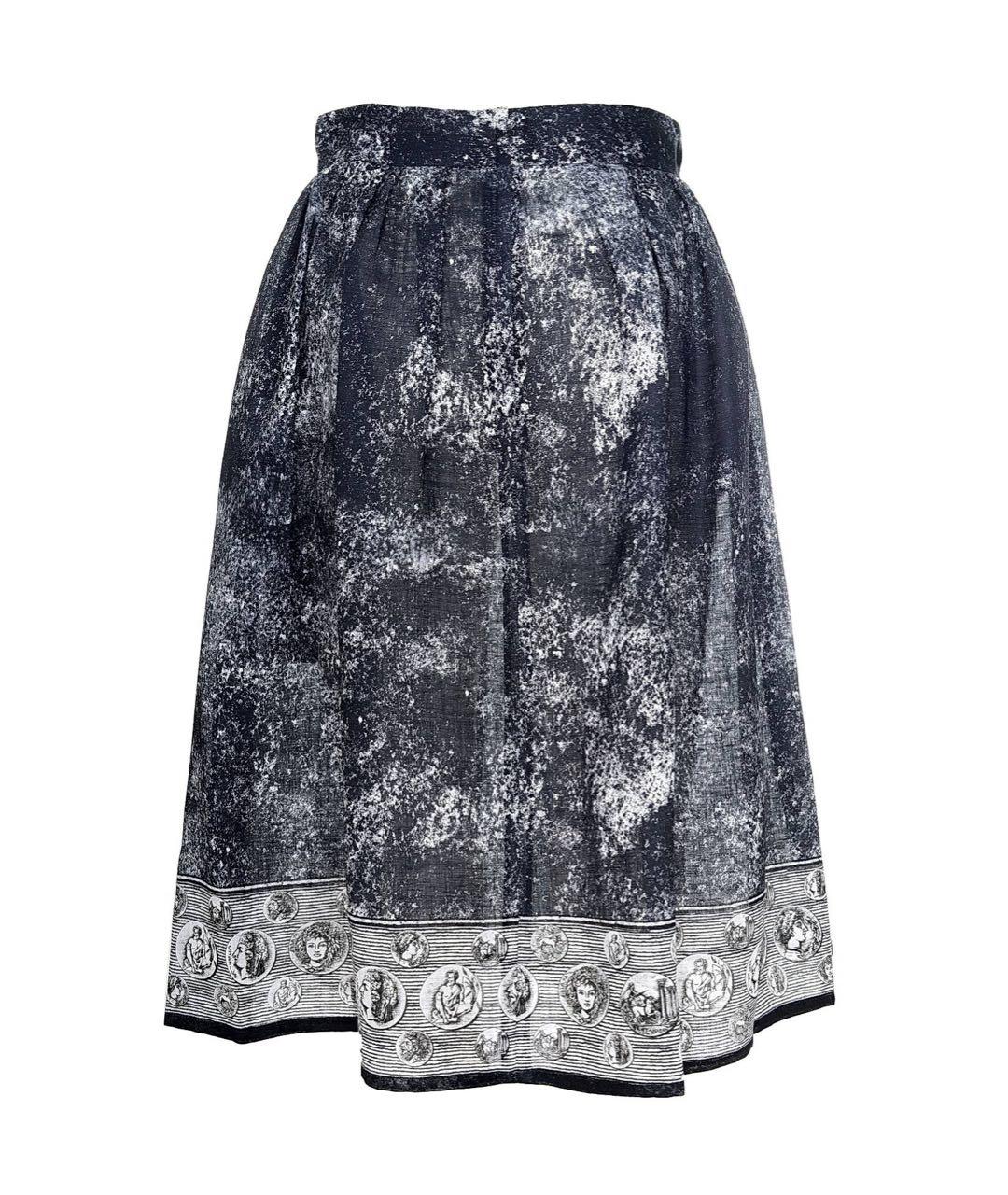 DOLCE&GABBANA Серая льняная юбка миди, фото 2