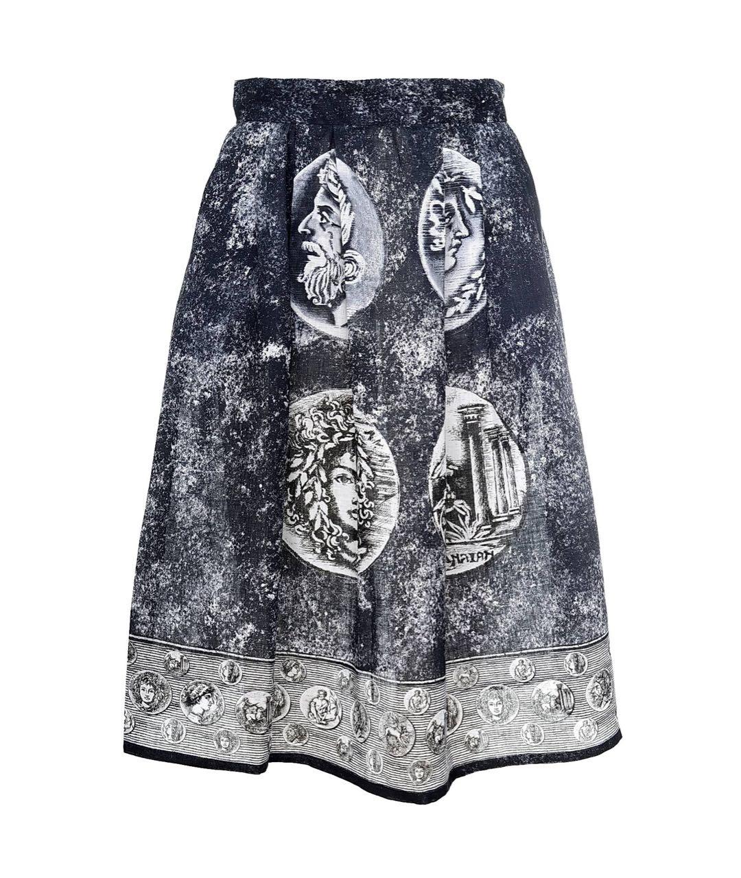 DOLCE&GABBANA Серая льняная юбка миди, фото 1