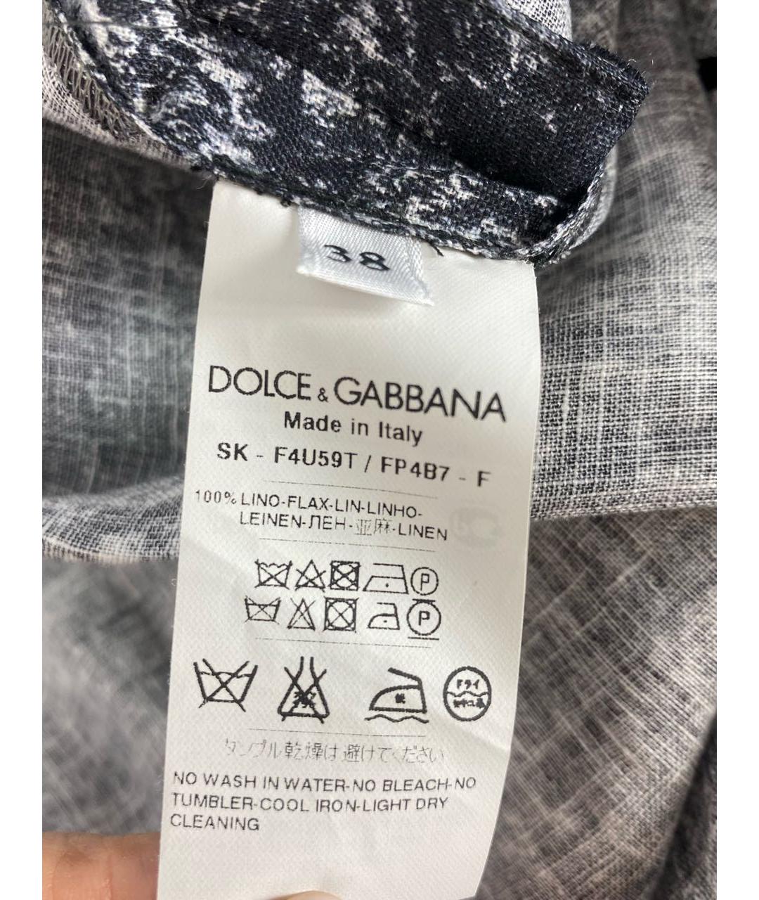 DOLCE&GABBANA Серая льняная юбка миди, фото 7