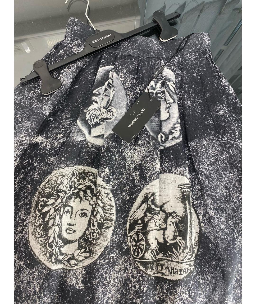 DOLCE&GABBANA Серая льняная юбка миди, фото 4