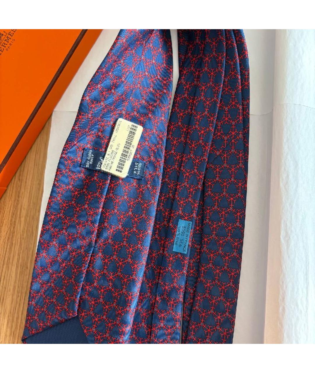 HERMES Синий шелковый галстук, фото 4