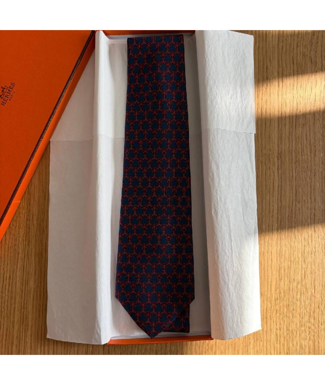 HERMES Синий шелковый галстук, фото 3