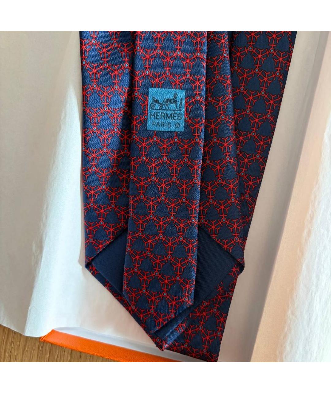 HERMES Синий шелковый галстук, фото 5