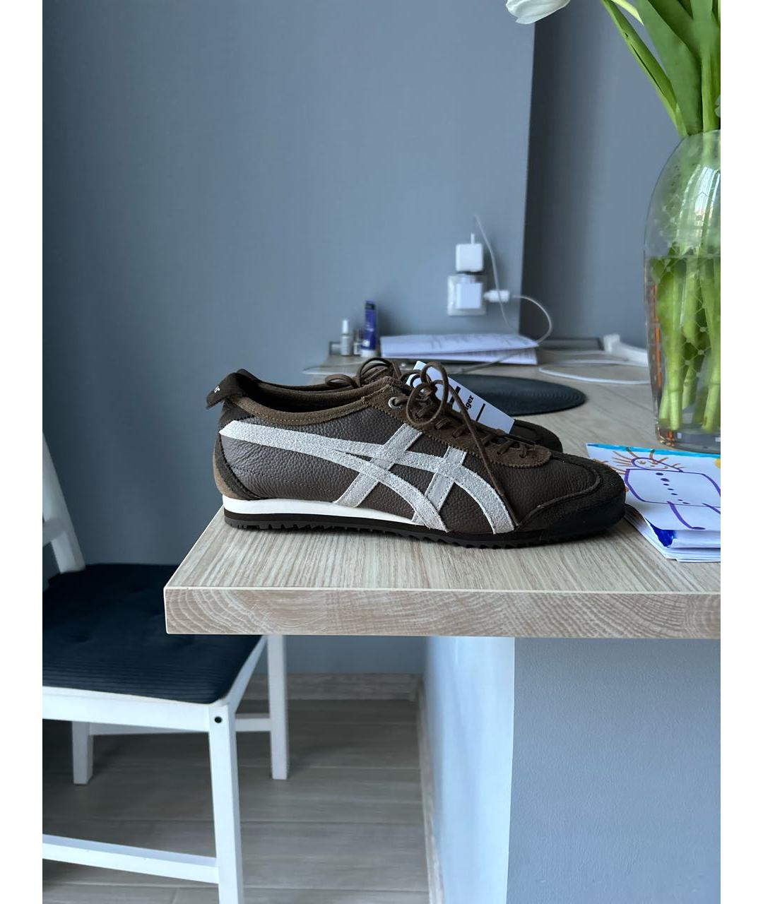 ONITSUKA TIGER Коричневые кожаные кеды, фото 7