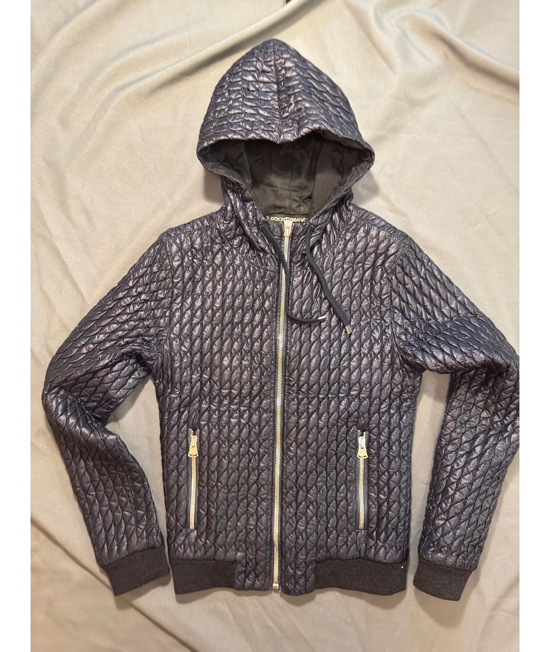 DOLCE&GABBANA Темно-синяя полиэстеровая куртка, фото 8
