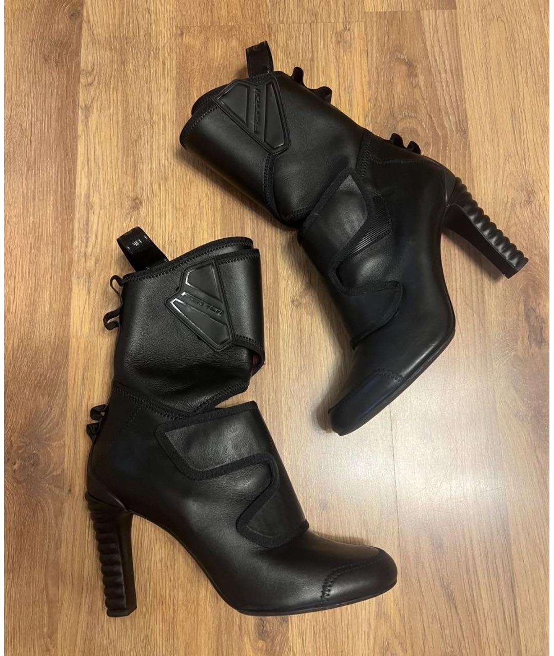 FENDI Черные кожаные ботильоны, фото 5