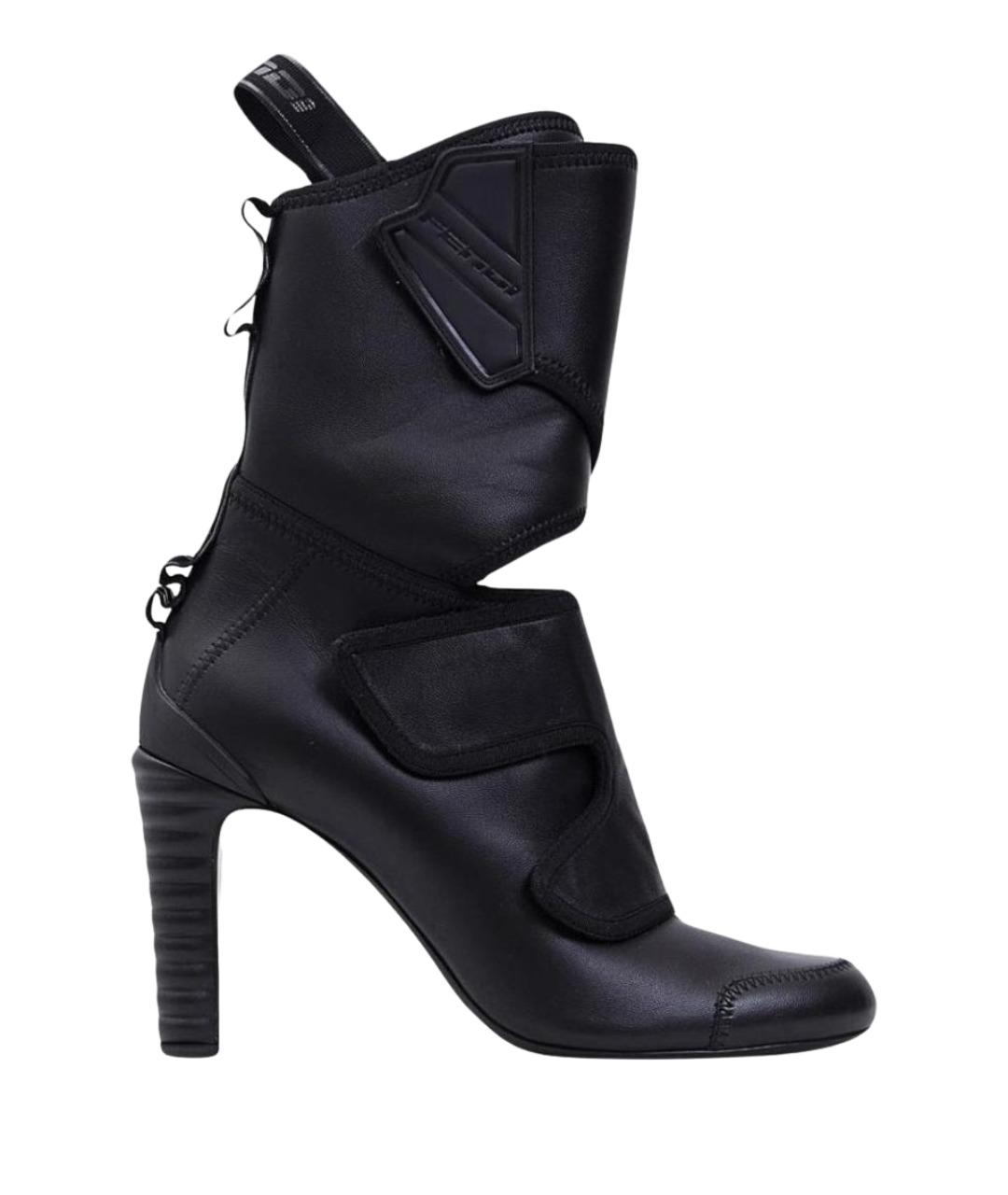 FENDI Черные кожаные ботильоны, фото 1