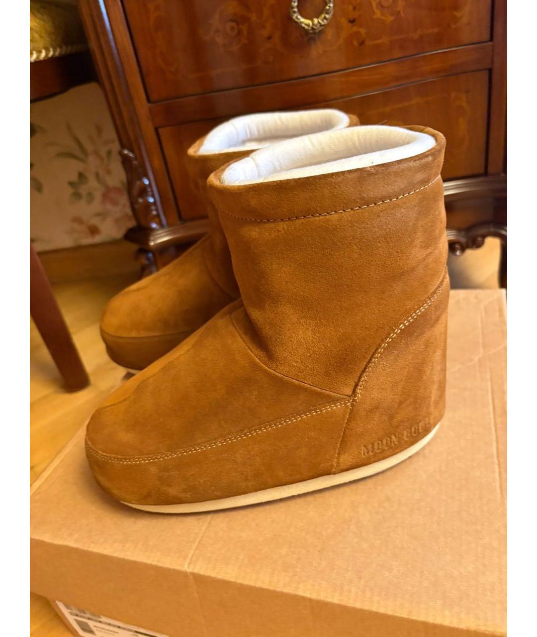MOON BOOT Горчичные замшевые сапоги, фото 2