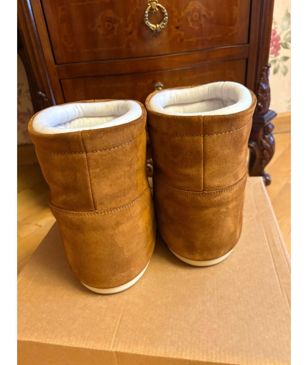 MOON BOOT Горчичные замшевые сапоги, фото 4