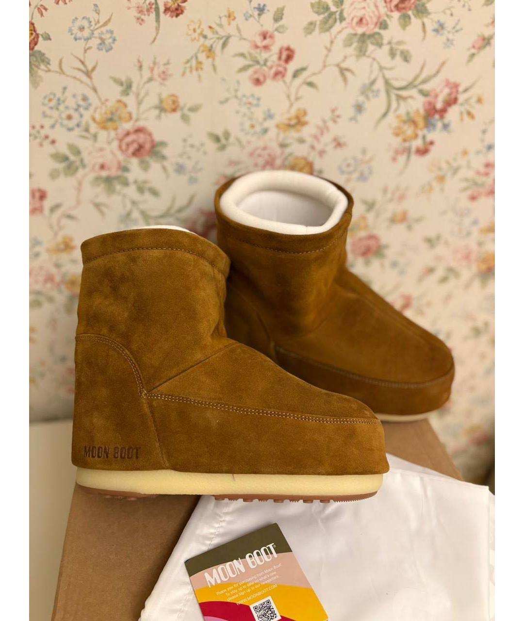 MOON BOOT Горчичные замшевые сапоги, фото 5