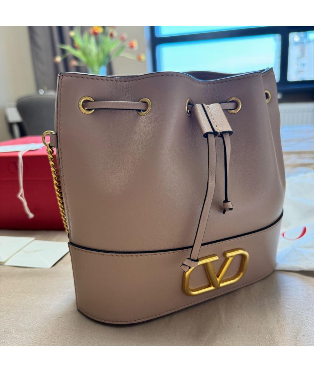 VALENTINO Розовая кожаная сумка через плечо, фото 2