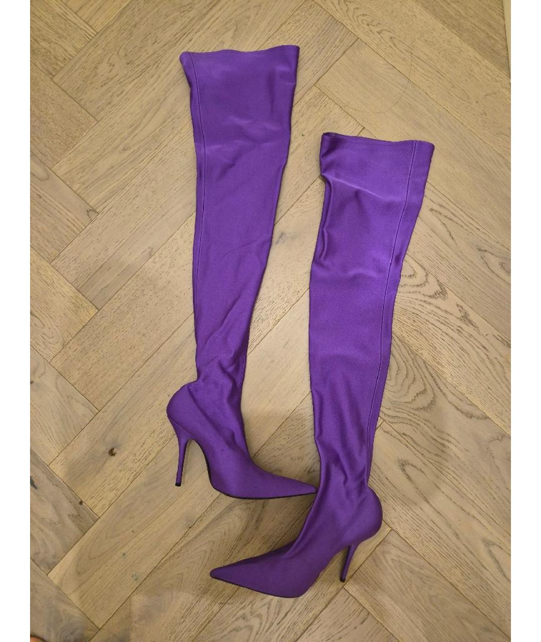 BALENCIAGA Фиолетовые синтетические ботфорты, фото 9