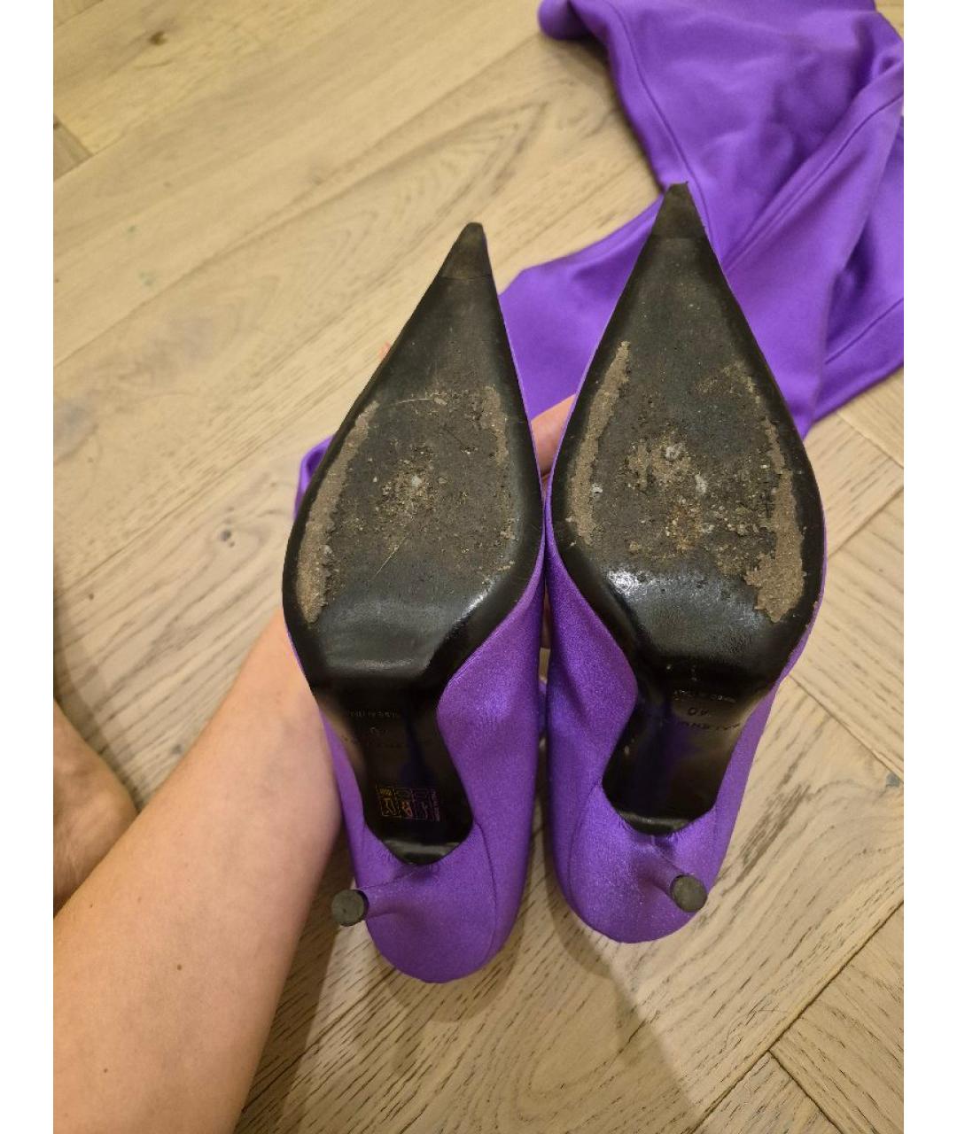 BALENCIAGA Фиолетовые синтетические ботфорты, фото 6