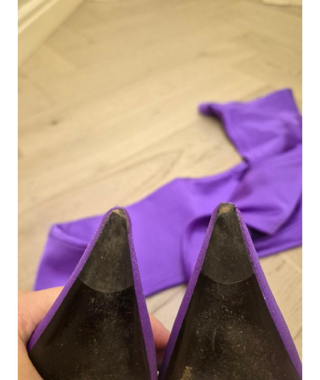 BALENCIAGA Фиолетовые синтетические ботфорты, фото 7
