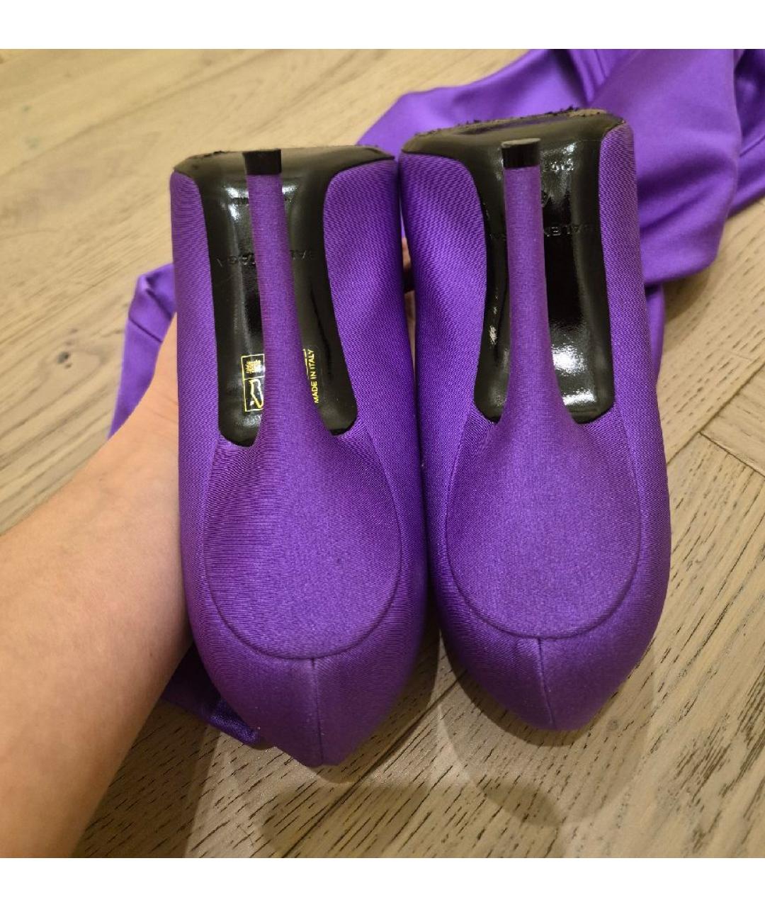 BALENCIAGA Фиолетовые синтетические ботфорты, фото 5