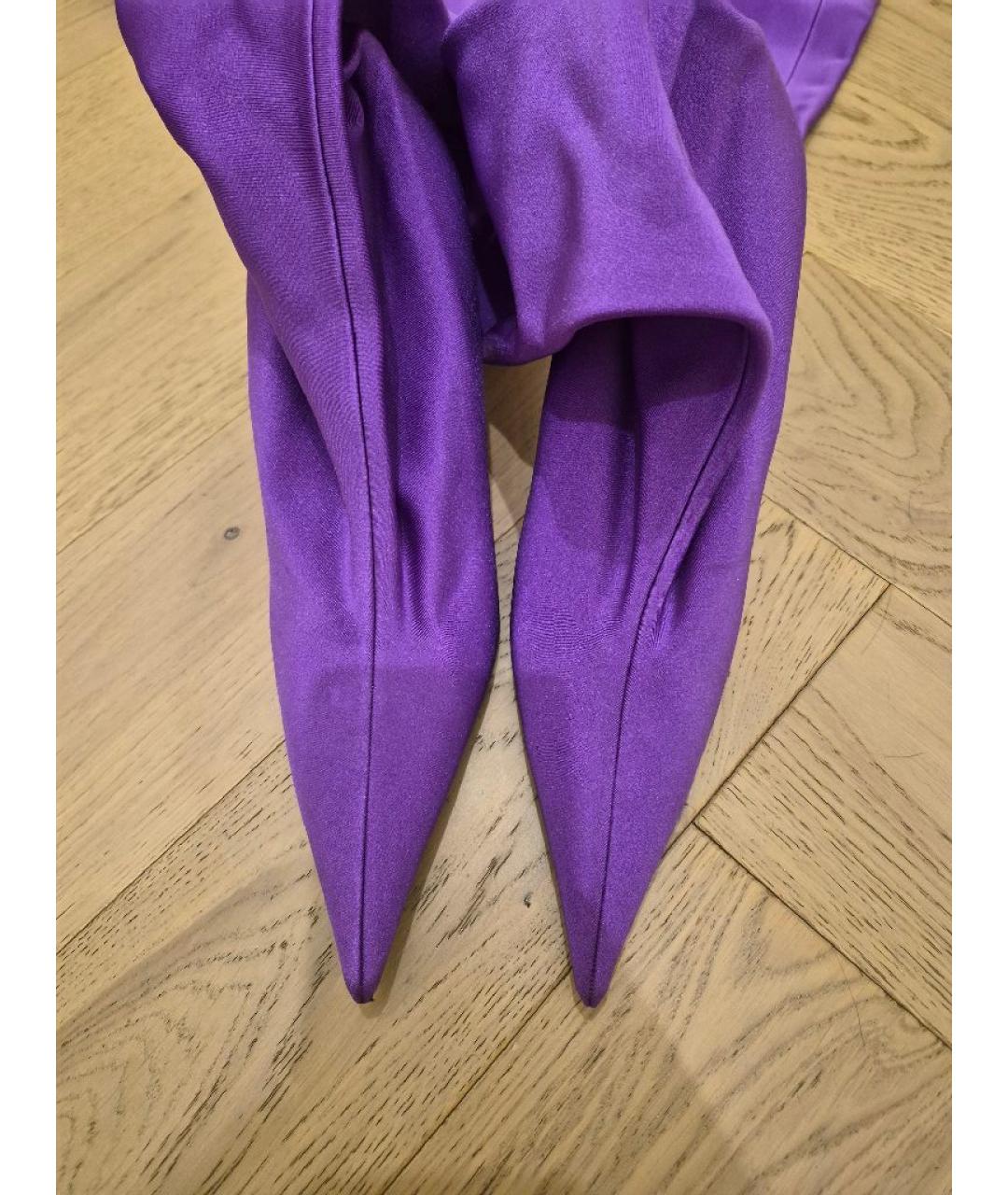 BALENCIAGA Фиолетовые синтетические ботфорты, фото 2