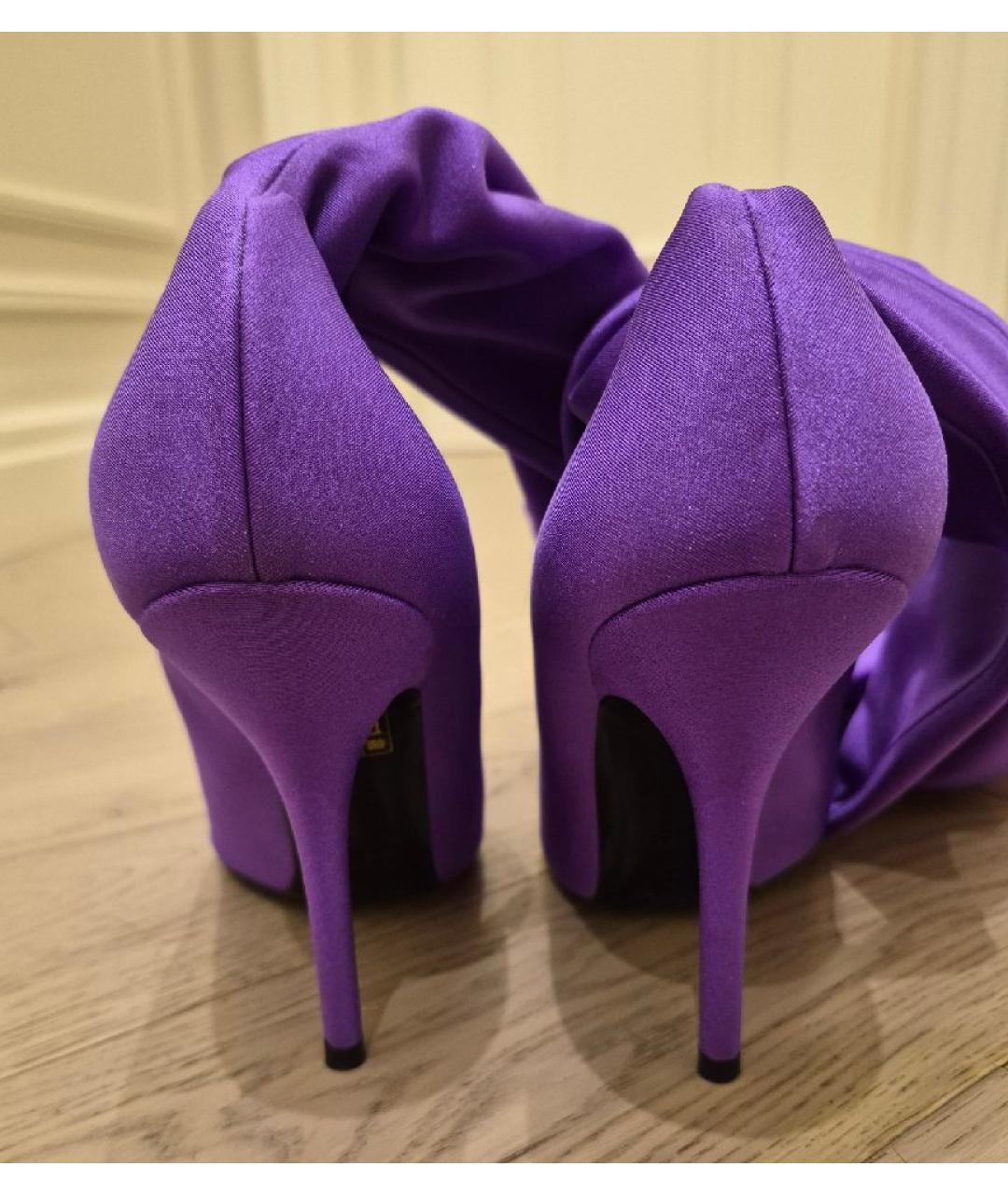 BALENCIAGA Фиолетовые синтетические ботфорты, фото 4