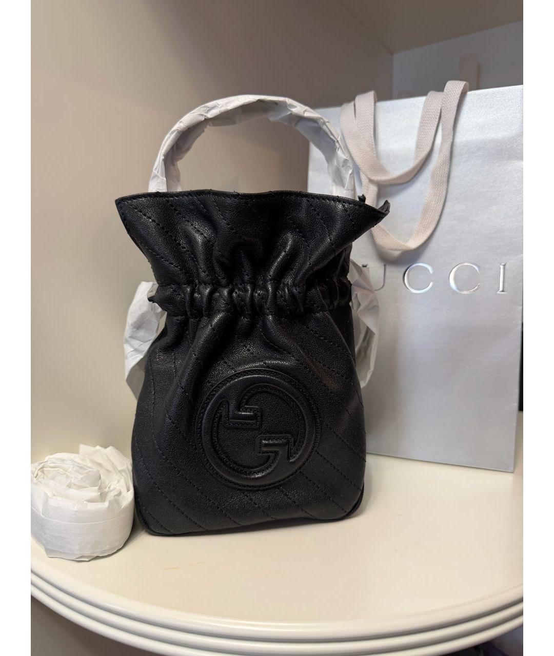 GUCCI Черная кожаная сумка через плечо, фото 2