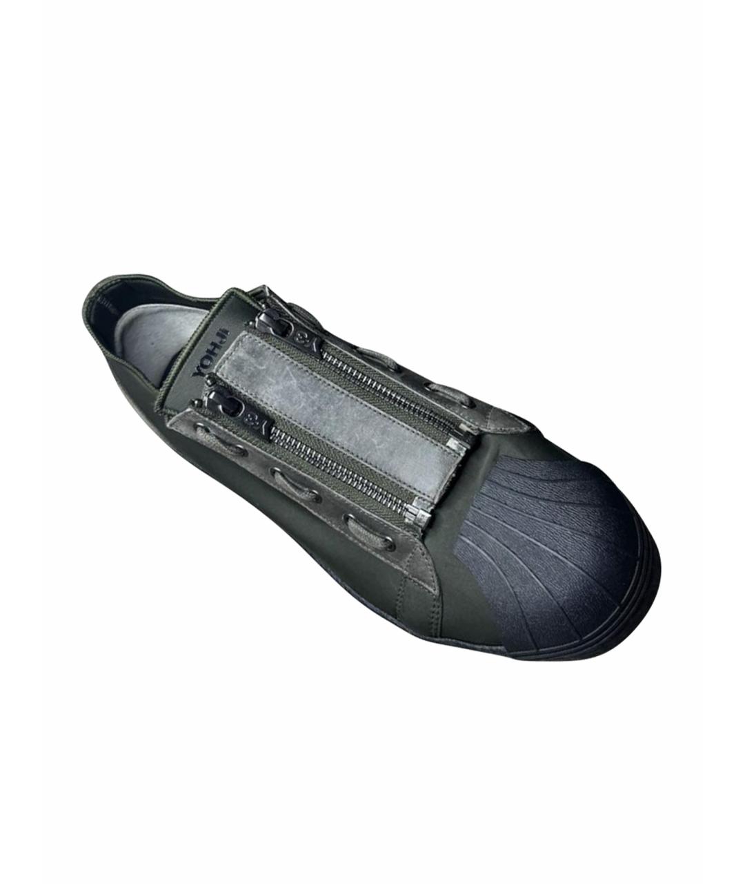 Y-3 Хаки кожаные низкие кроссовки / кеды, фото 1