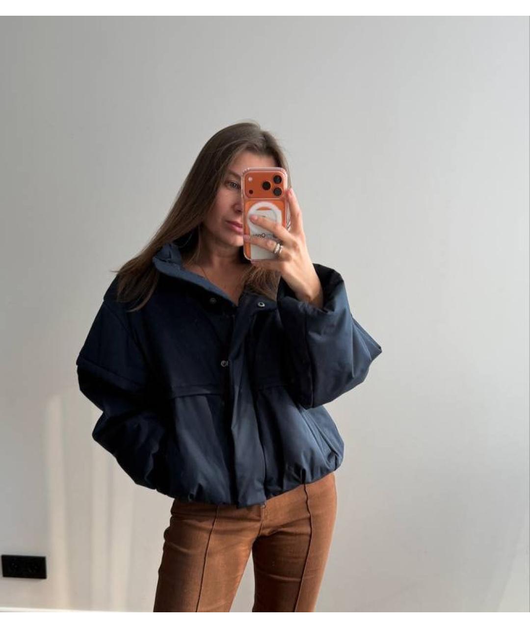 MAX MARA Темно-синяя полиэстеровая куртка, фото 6