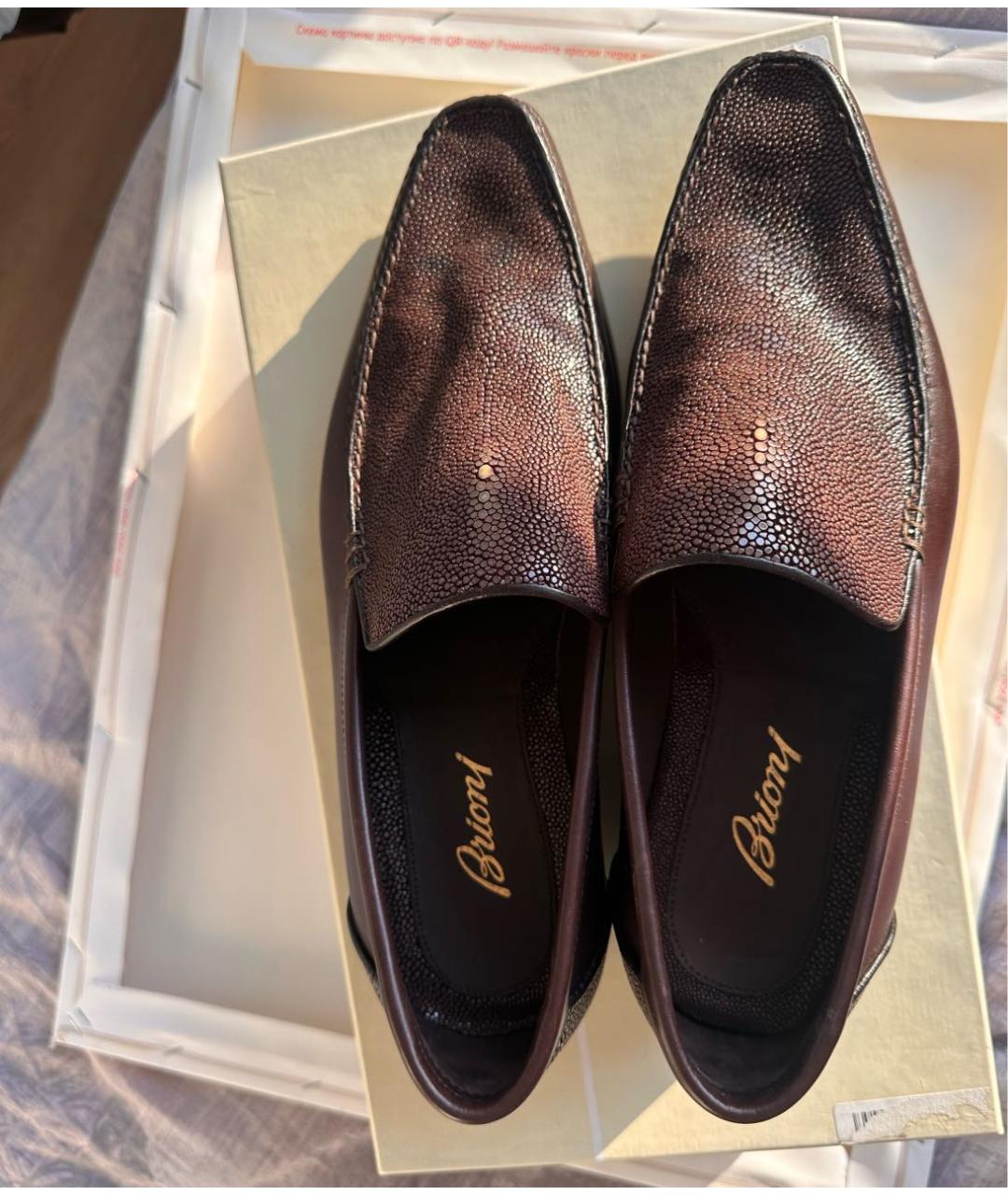 BRIONI Коричневые кожаные туфли, фото 3