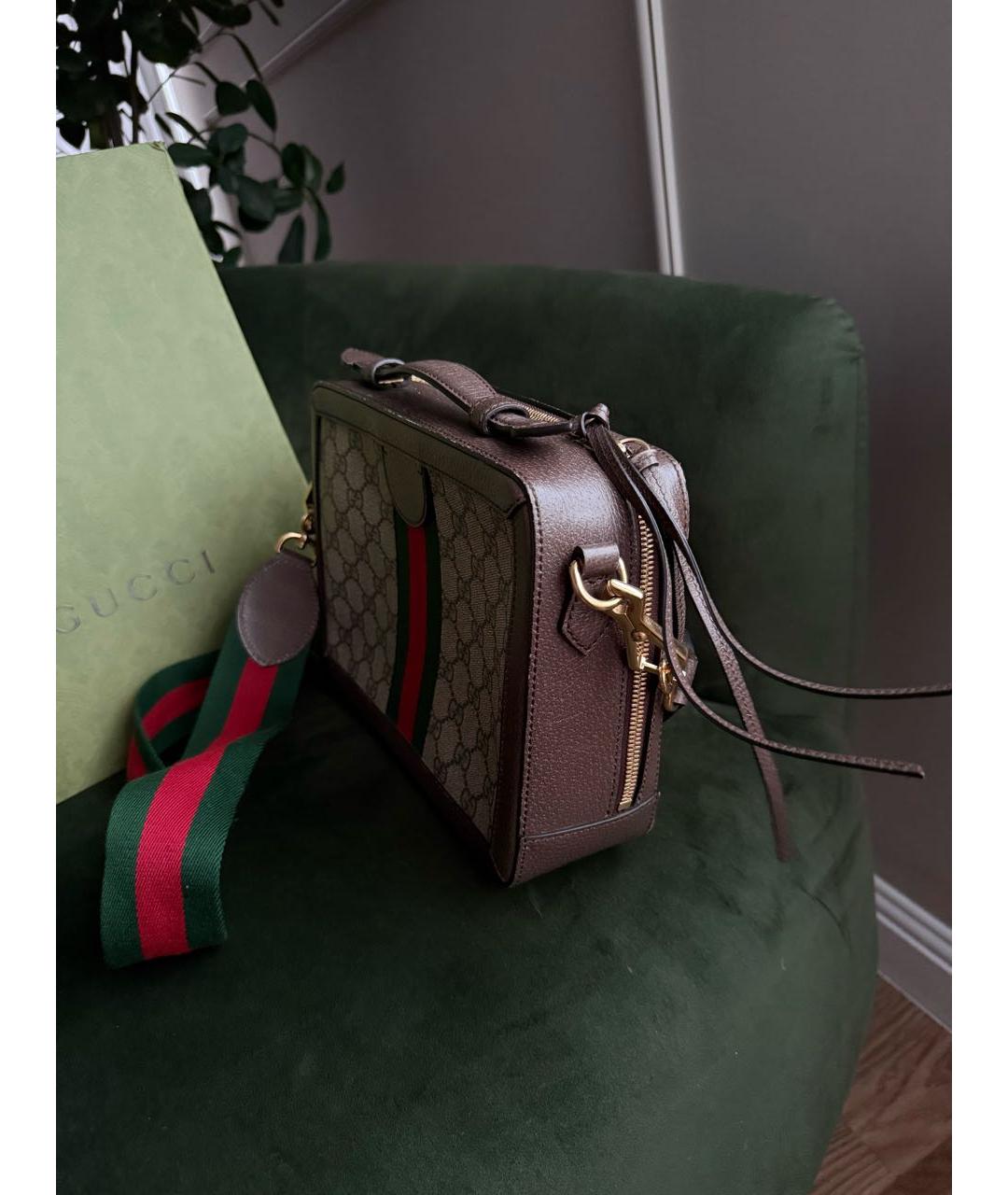 GUCCI Коричневая кожаная сумка через плечо, фото 2